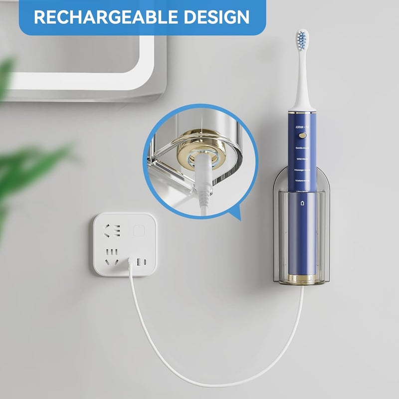MOPMS Electric Toothbrush Holders Wall Mounted, Single Slot Toothbrush Holders for Bathrooms, Self Adhesive Electric Toothbrush Organizer Space Saver (2Pcs Grey) - Image 2